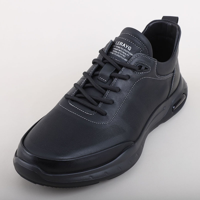 高端牛皮时尚休闲鞋男2025真皮气垫软底运动皮鞋轻便舒适百搭鞋子