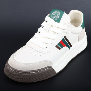 轻便软底百搭德训鞋 韩版 运动皮鞋 男2025真皮透气时尚 潮流休闲板鞋