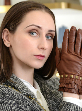 罗欧蒂斯女士冬季保暖真皮手套韩版防风抗寒骑行开车户外特价系列