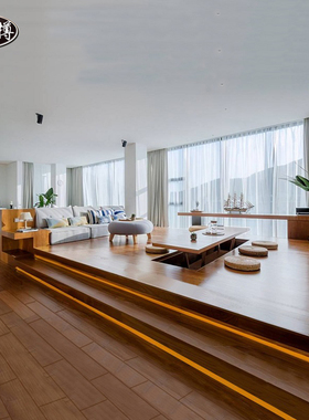 定制全实木地台床带灯带阳台榻小户型公寓民宿一体床榻榻米日式床