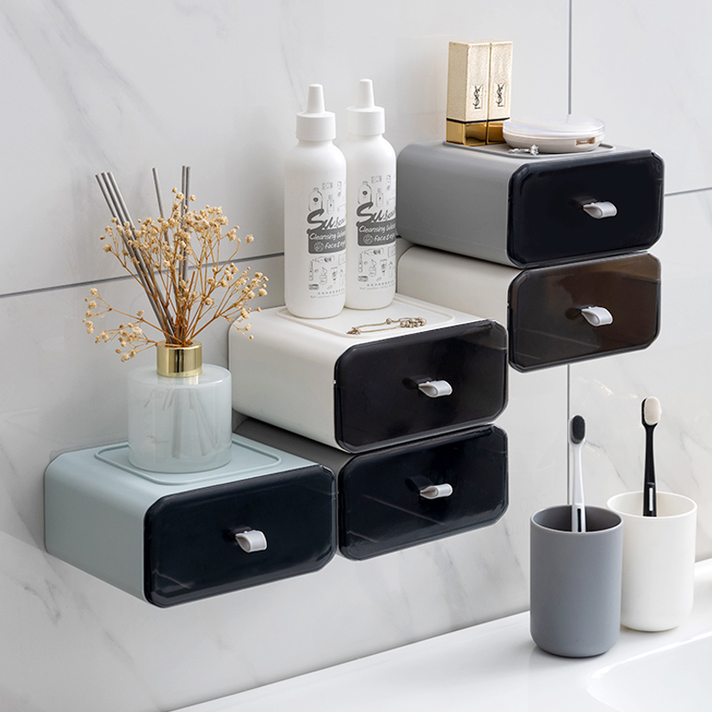 洗漱台悬挂式抽屉收纳盒D+免打孔