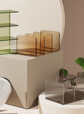 书立架桌面透明书本收纳盒学生书桌书立办公室工位文件A4纸整理架