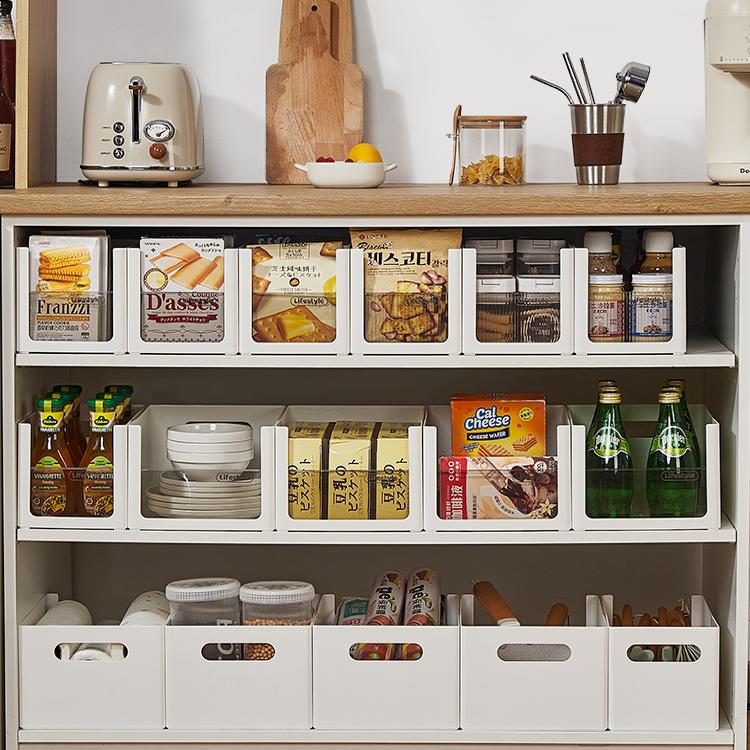 橱柜收纳盒厨房直角长方形整理盒窄长型桌面零食玩具杂物收纳筐子