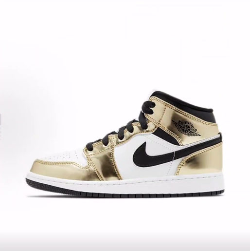 Air Jordan 1 Mid Metallic Gold  中帮 儿童篮球鞋