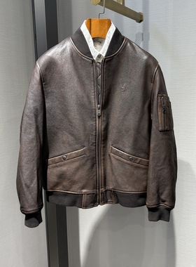 MCS万宝路秋冬款松身落肩版羊皮革羽绒外套CW24WJ747MW7专柜9600