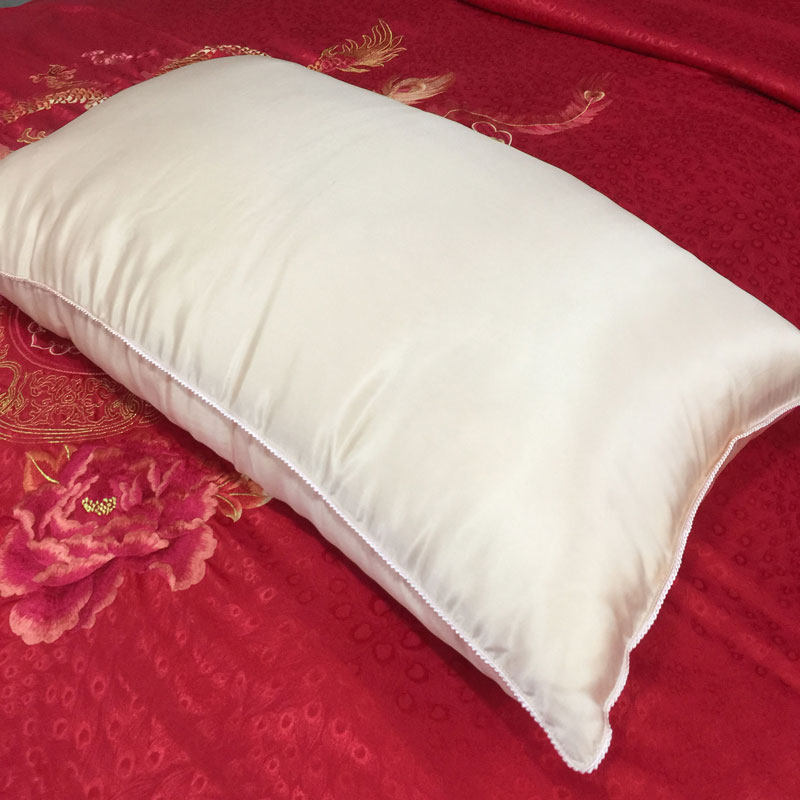 新品高定纯色真丝桑蚕丝枕芯枕头
