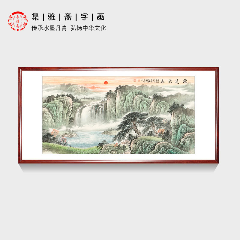 陈厚刚国画山水画客厅招财风水聚宝盆手绘中式水墨挂画客厅装饰画