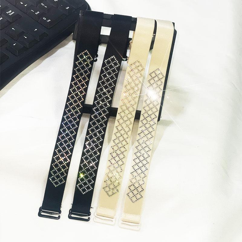 松紧带宽带防滑贴钻内衣肩带钻石高弹抹胸露肩胸罩双肩文胸带防掉