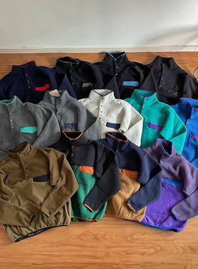 Pata无标平替 山系户外美式复古外摇粒绒抓绒衣套头卫衣保暖外套