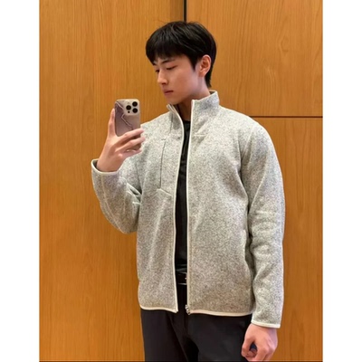 lulu平替 S0journ户外运动休闲抓绒衣保暖中间层针织开衫外套男女