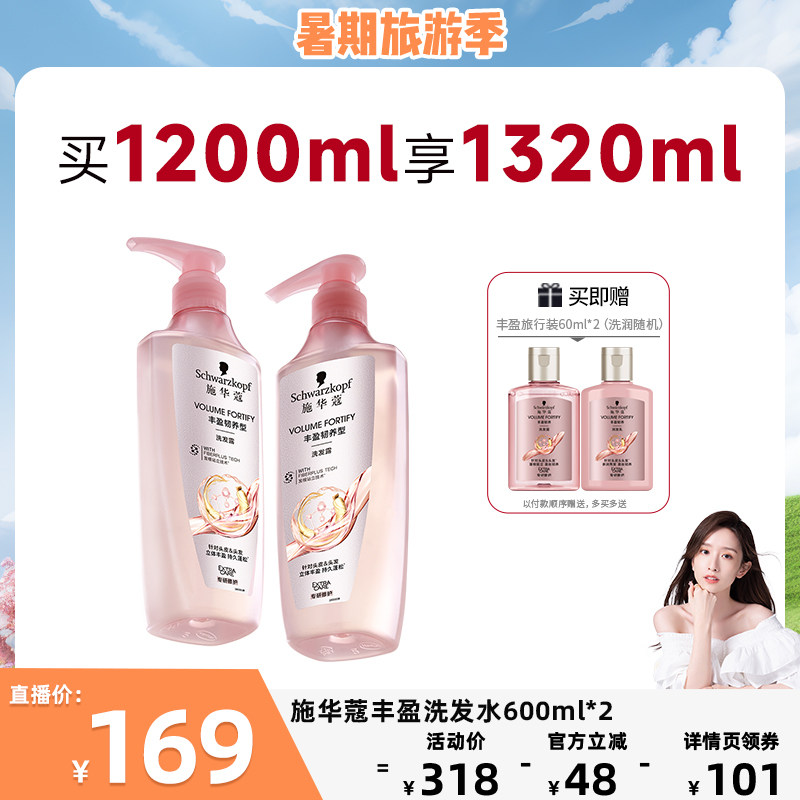 【晁然618】施华蔻丰盈/控油去油蓬松去屑洗发水套装