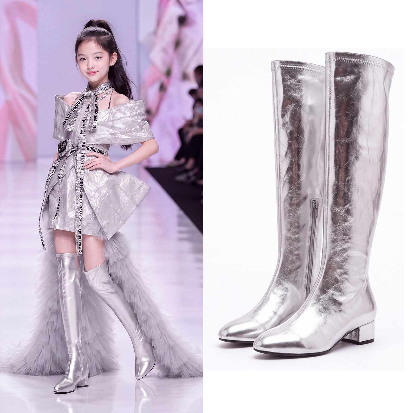 一场华丽的演出，尖头高跟鞋过膝