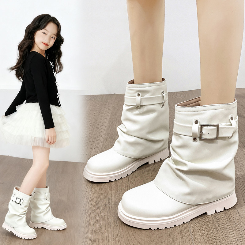 女童短靴2025秋冬新款洋气公主裤管靴儿童马丁靴白色堆堆靴子走秀,童鞋/婴儿鞋/亲子鞋,皮靴,淘宝优惠券,粉丝福利购,淘宝优惠卷