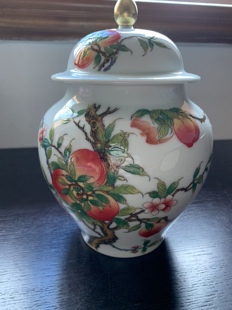 仿清雍正珐琅彩福寿桃赏瓶将军罐茶叶罐景德镇老厂货瓷器出口创汇