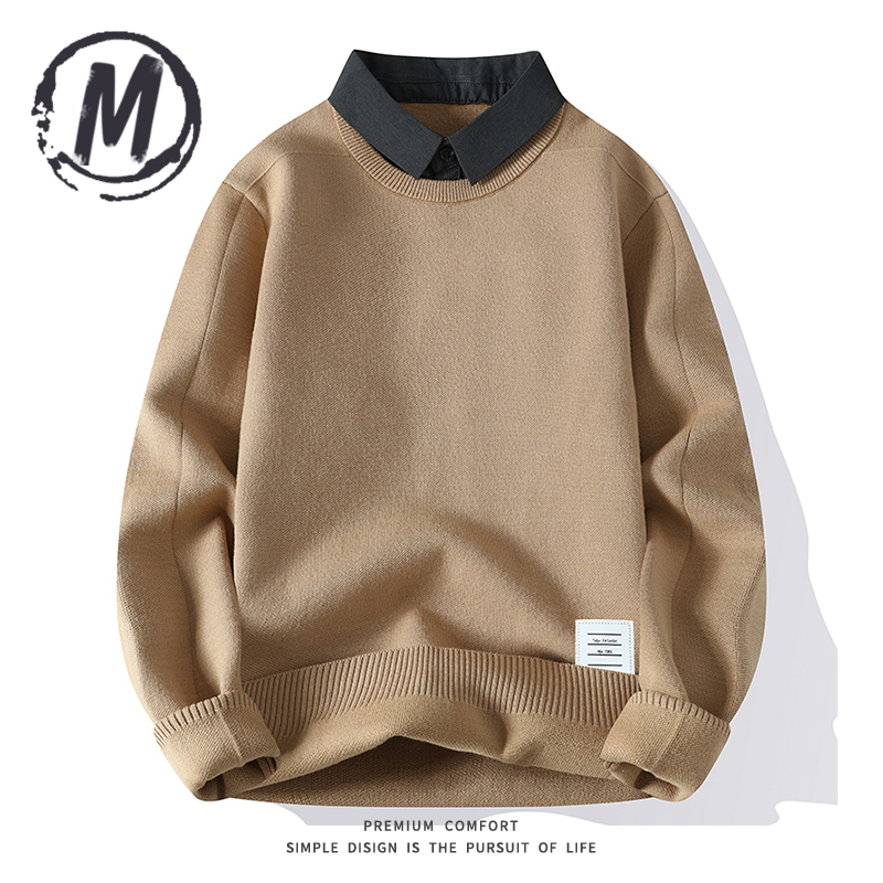 秋冬假两件带领加厚保暖毛衣男