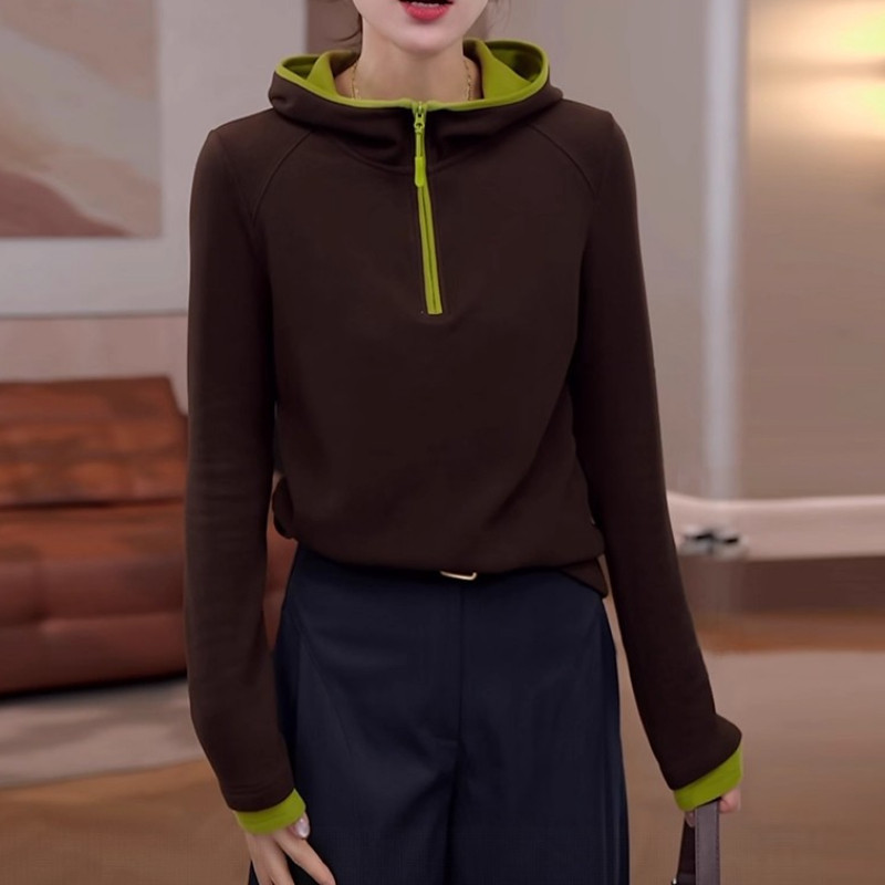 连帽加厚长袖卫衣女士打底衫上衣