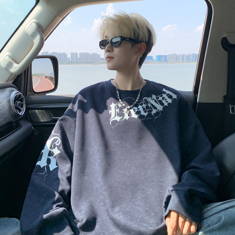 圆领套头卫衣男秋冬款无帽新款打底杉美式韩版潮流感宽松青少年服