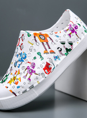 LUCHI鹭侈儿童洞洞鞋 男女儿童休闲透气涂鸦款软底沙滩涉水凉拖鞋