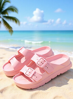 新款多色eva拖鞋女士厚底凉鞋百搭防滑舒适可调节搭扣沙滩凉拖鞋