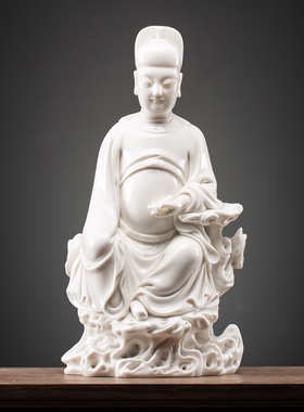 何朝宗德化白瓷文昌帝君陶瓷神像文曲星君客厅居家书房书桌摆件