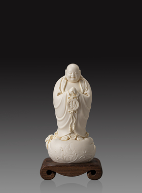 林建胜大师德化玉黄白瓷弥勒佛摆件纯手工制作商务送礼收藏工艺品