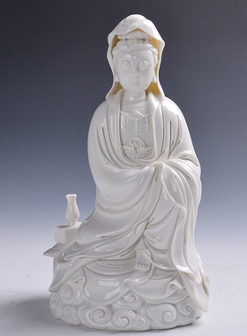 德化窑陶瓷南海观音菩萨佛像客厅家用神像供奉佛摆件观世音菩萨像