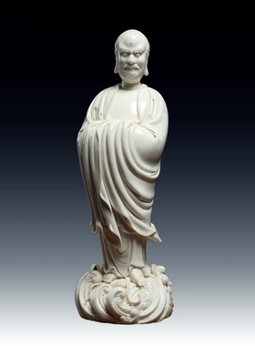 德化窑白瓷《仿古瓷渡海达摩像》仿何朝宗佛像装饰艺术