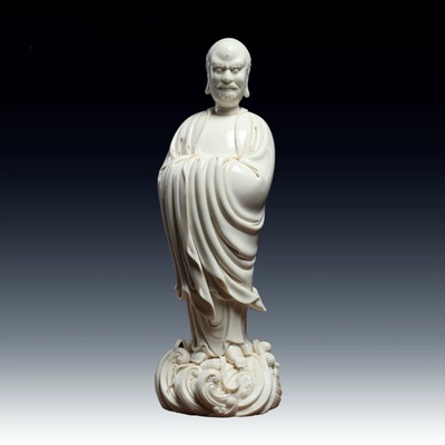 德化窑白瓷《仿古瓷渡海达摩像》仿何朝宗佛像装饰艺术