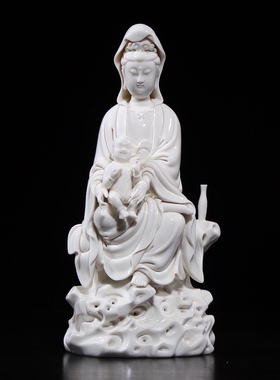 陶瓷送子观音娘娘佛像供奉家用龙凤宝神像观世音菩萨像摆件