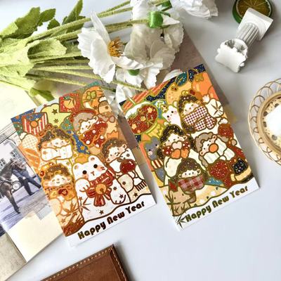 2025新年烫金三月原创设计明信片