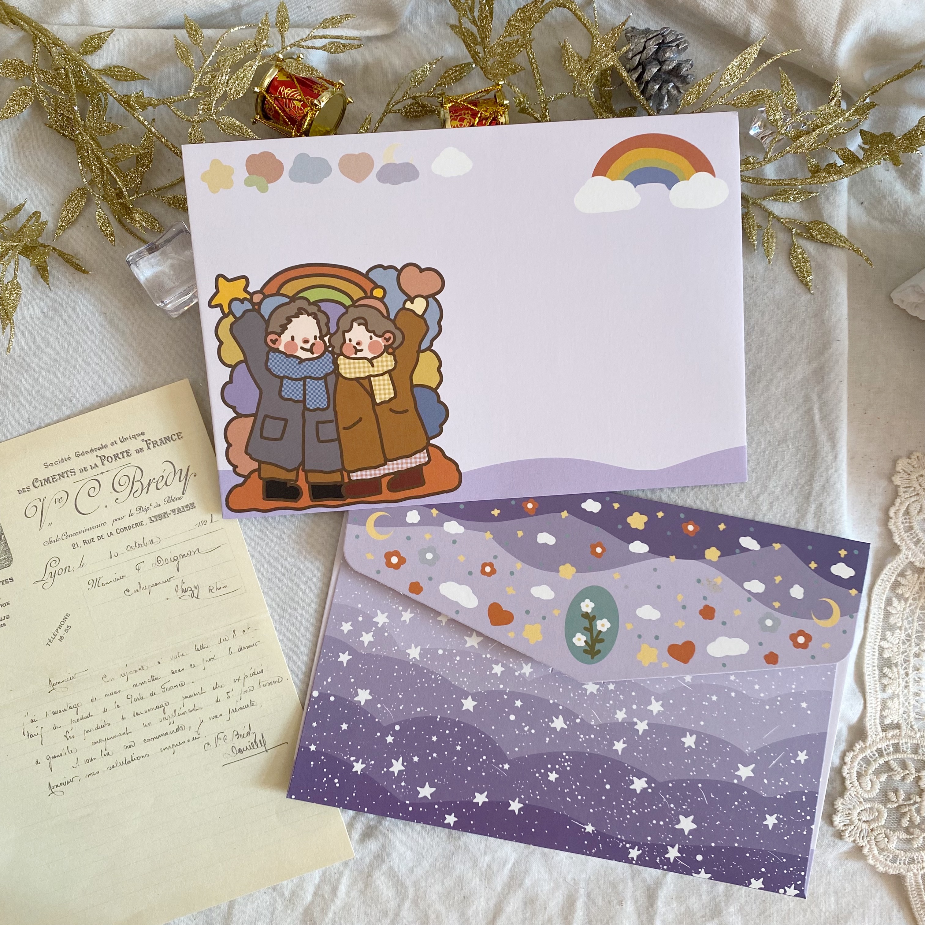 三月原创设计信封信纸套装