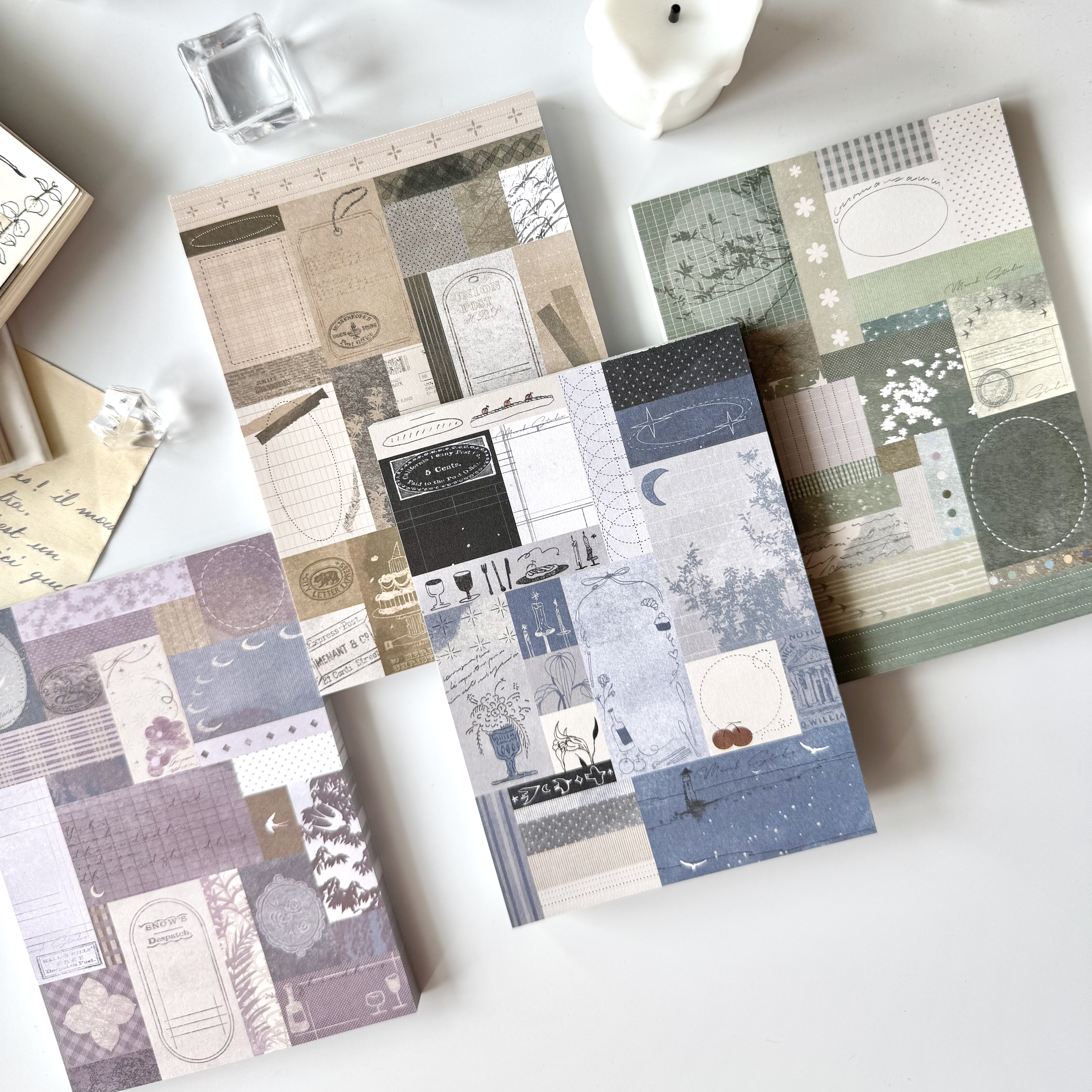 「8.2新品」三月原创拼布便签丨盐系小清新文艺手帐素材DIY书写纸