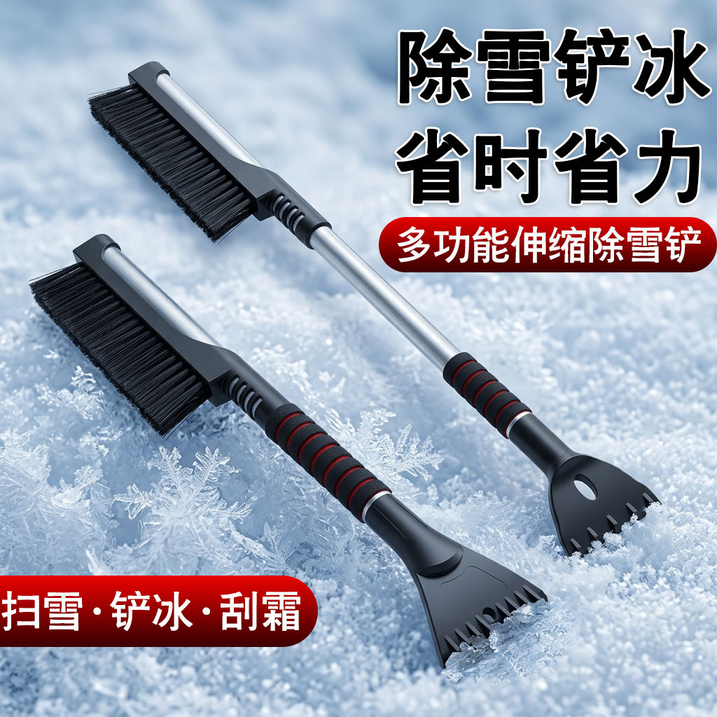 汽车除雪铲前挡风玻璃除冰霜刮雪板车用清雪刷子车窗伸缩扫雪工具