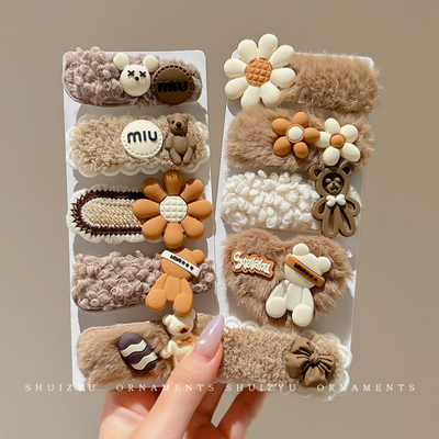 秋冬可爱小熊毛绒发夹