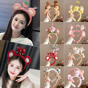 可爱洗脸专用发箍女2024新款 高颅顶发卡头饰 秋冬毛绒发捆头箍女款