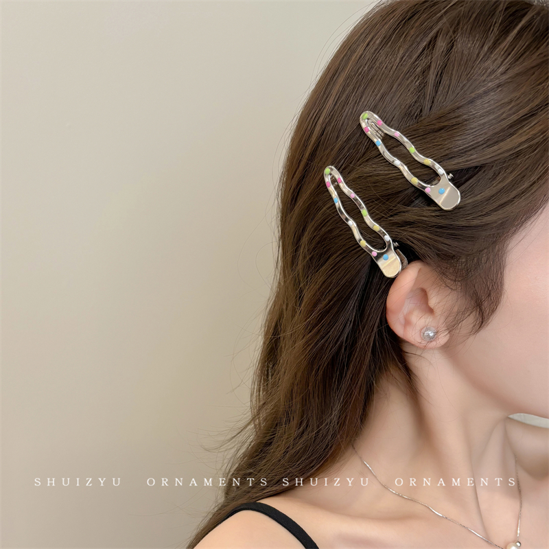 彩色波点金属发夹女前额侧边