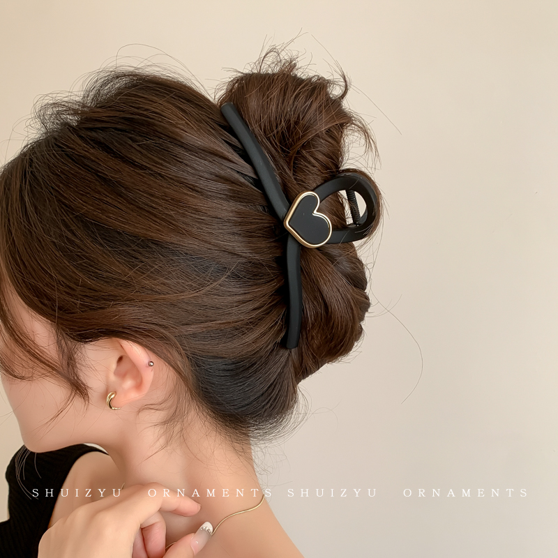 黑色磨砂抓夹女新款超大号鲨鱼夹