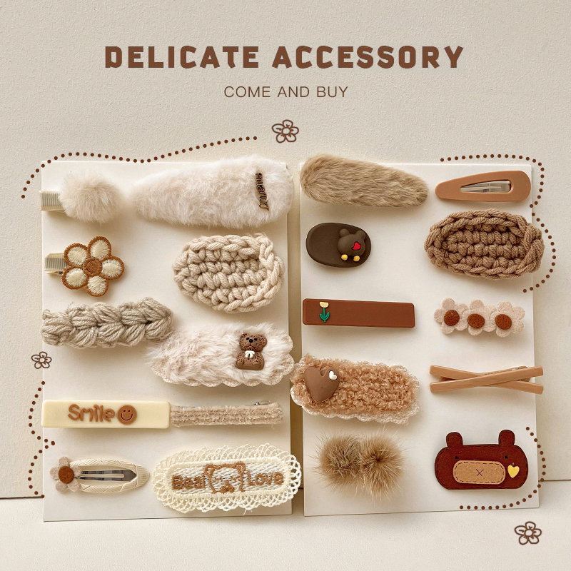 秋冬毛绒女儿童发夹女童