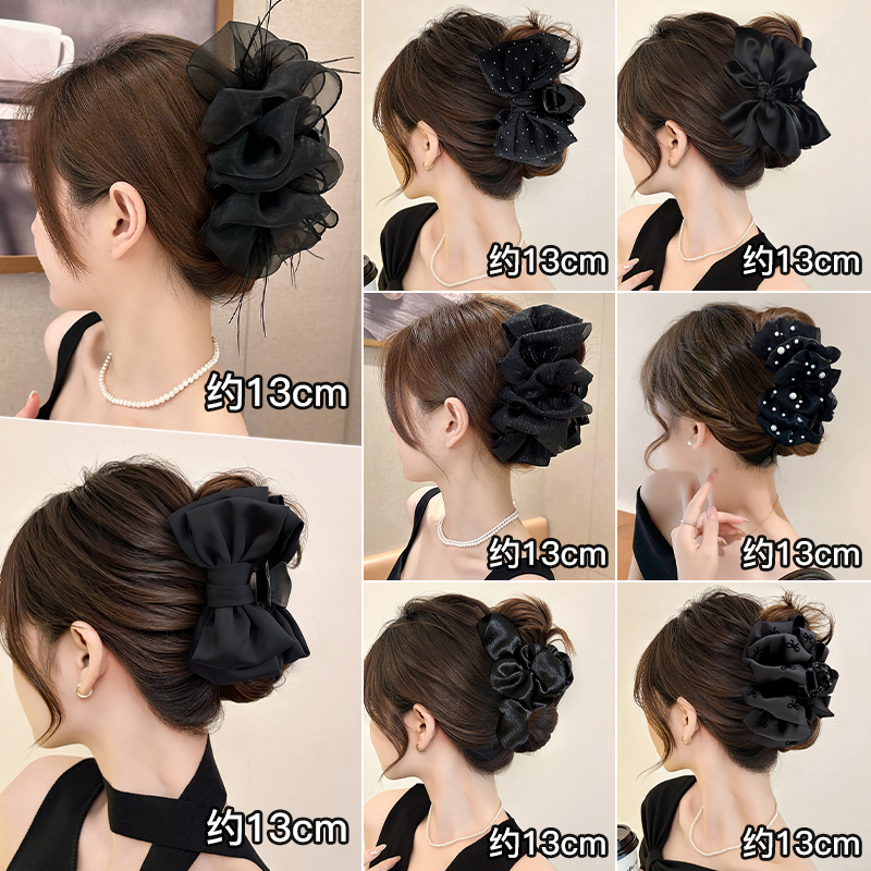 高级感蝴蝶结抓夹女后脑勺发量多