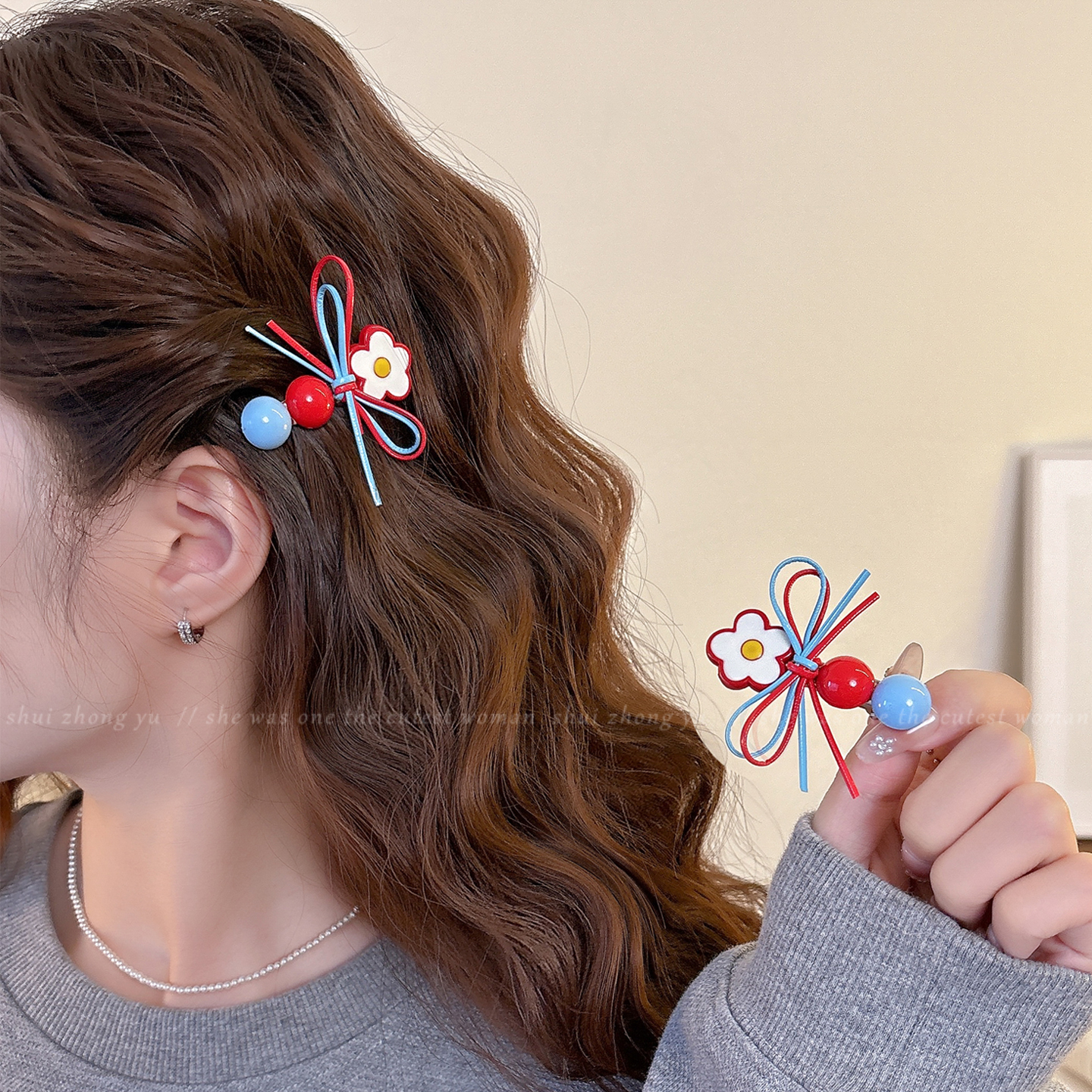 花朵蝴蝶结发夹女2025新款