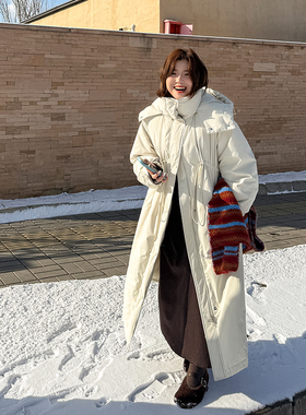 胖mm大翻领长款羽绒服木子理想大码女装韩范儿90白鸭绒温柔羽绒服