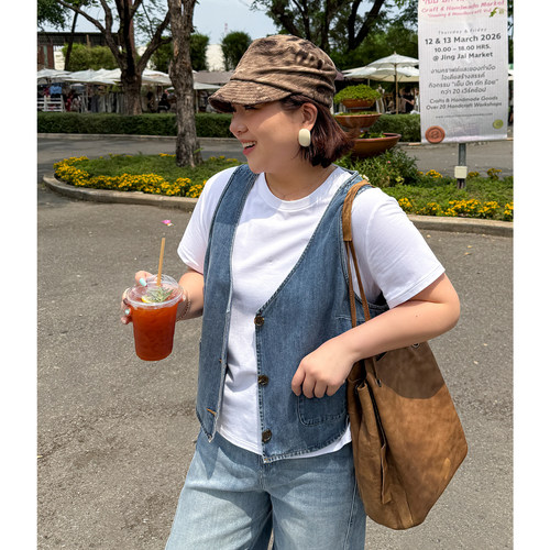 木子理想胖mm大码百搭牛仔薄马甲