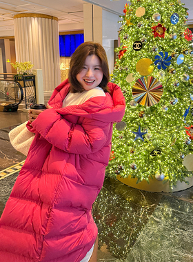 胖mm冬季高充绒量长羽绒服木子理想大码女装90白鸭绒巫师帽羽绒服