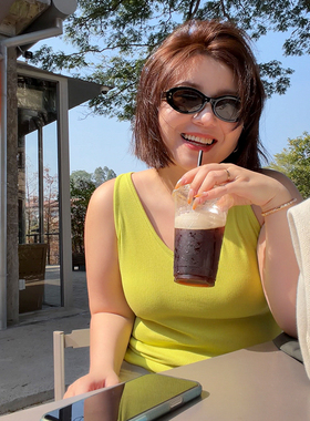 胖mm春夏U领吊带背心木子理想大码女装胸垫免穿内衣背心内搭200斤