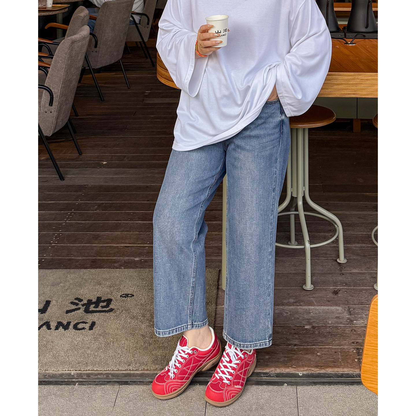 胖mm春季显瘦九分牛仔裤木子理想大码女装百搭弹力直筒裤子200斤