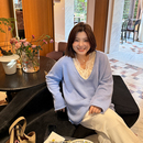 休闲柔软针织衫 插肩袖 女装 胖mm秋冬慵懒感大V领毛衣木子理想大码