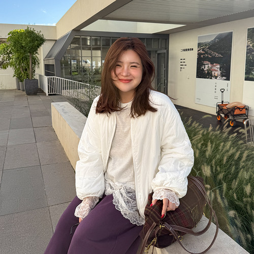 木子理想胖mm大码廓形绗缝棉服