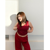 胖mm秋冬V领坑条吊带背心木子理想大码 女装 亲肤合体高弹内搭200斤