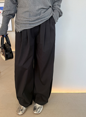 胖mm裤口叠褶宽松休闲裤木子理想大码女秋冬松紧腰显瘦裤子200斤