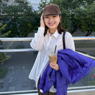 宽松百搭舒适衬衣200斤 女装 胖mm秋冬设计感白衬衫 木子理想大码